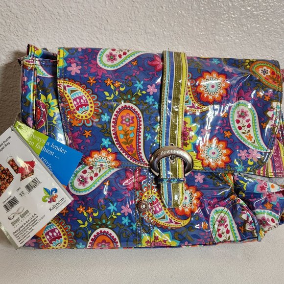 Diaper Bag NEW Laminated Buckle Bag Blue Paisley Floral Baby Kalencom FSTSP NWT - Picture 15 of 15
